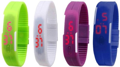 NS18 Silicone Led Magnet Band Combo of 4 Green, White, Purple And Blue Digital Watch  - For Boys & Girls   Watches  (NS18)