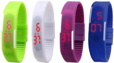

Kissu Led Magnet Band Combo of 4 Green, White, Purple And Blue Watch - For Men & Women