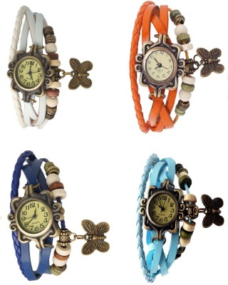 NS18 Vintage Butterfly Rakhi Combo of 4 White, Blue, Orange And Sky Blue Analog Watch  - For Women   Watches  (NS18)