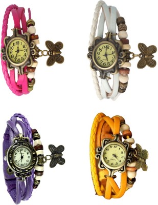 NS18 Vintage Butterfly Rakhi Combo of 4 Pink, Purple, White And Yellow Analog Watch  - For Women   Watches  (NS18)