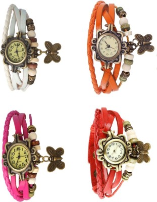NS18 Vintage Butterfly Rakhi Combo of 4 White, Pink, Orange And Red Analog Watch  - For Women   Watches  (NS18)