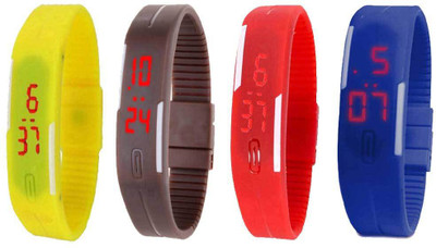 

Kissu Led Magnet Band Combo of 4 Yellow, Brown, Red And Blue Watch - For Men & Women
