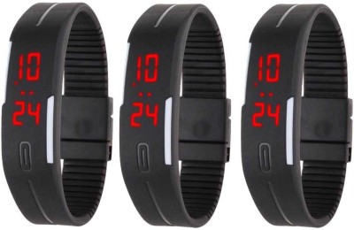 RSN Silicone Led Magnet Band Combo of 3 Black Digital Watch  - For Men & Women   Watches  (RSN)