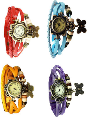 

Kissu Vintage Rakhi Combo of 4 Red, Yellow, Sky Blue And Purple Watch - For Women