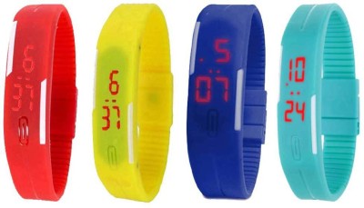 NS18 Silicone Led Magnet Band Watch Combo of 4 Red, Yellow, Blue And Sky Blue Digital Watch  - For Couple   Watches  (NS18)