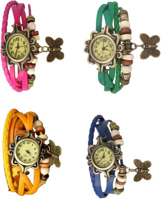 NS18 Vintage Butterfly Rakhi Combo of 4 Pink, Yellow, Green And Blue Analog Watch  - For Women   Watches  (NS18)