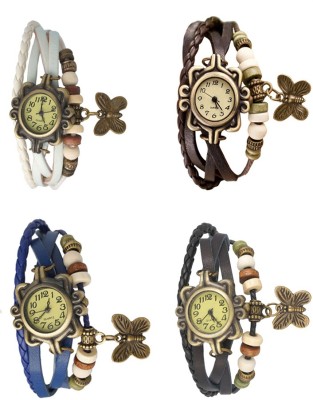 NS18 Vintage Butterfly Rakhi Combo of 4 White, Blue, Brown And Black Analog Watch  - For Women   Watches  (NS18)