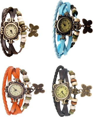 NS18 Vintage Butterfly Rakhi Combo of 4 Brown, Orange, Sky Blue And Black Analog Watch  - For Women   Watches  (NS18)