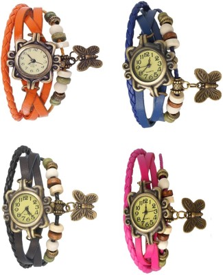 NS18 Vintage Butterfly Rakhi Combo of 4 Orange, Black, Blue And Pink Analog Watch  - For Women   Watches  (NS18)