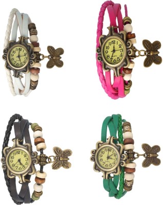 NS18 Vintage Butterfly Rakhi Combo of 4 White, Black, Pink And Green Analog Watch  - For Women   Watches  (NS18)