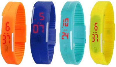 NS18 Silicone Led Magnet Band Combo of 4 Orange, Blue, Sky Blue And Yellow Digital Watch  - For Boys & Girls   Watches  (NS18)