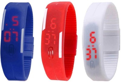 NS18 Silicone Led Magnet Band Combo of 3 Blue, Red And White Digital Watch  - For Boys & Girls   Watches  (NS18)