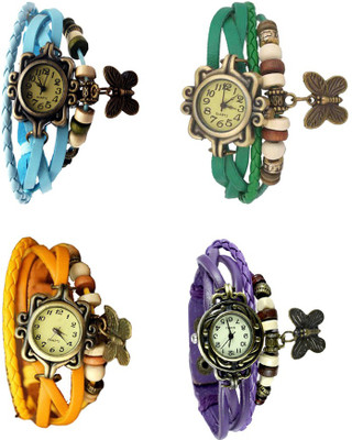 

Kissu Vintage Rakhi Combo of 4 Sky Blue, Yellow, Green And Purple Watch - For Women