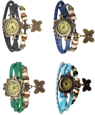 NS18 Vintage Butterfly Rakhi Combo of 4 Black, Green, Blue And Sky Blue Analog Watch  - For Women   Watches  (NS18)