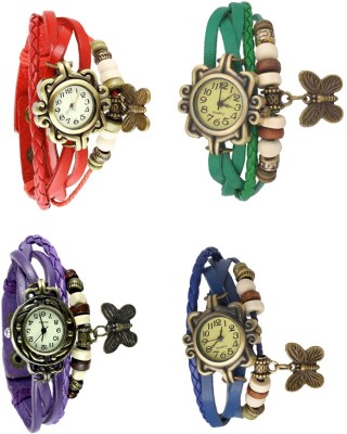 NS18 Vintage Butterfly Rakhi Combo of 4 Red, Purple, Green And Blue Analog Watch  - For Women   Watches  (NS18)