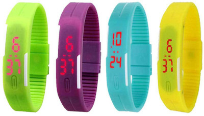 

Kissu Led Magnet Band Combo of 4 Green, Purple, Sky Blue And Yellow Watch - For Men & Women