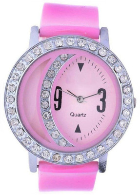 

Keepkart KK Pink Half Moon Diamond Watch - For Women