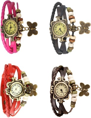 NS18 Vintage Butterfly Rakhi Combo of 4 Pink, Red, Black And Brown Analog Watch  - For Women   Watches  (NS18)