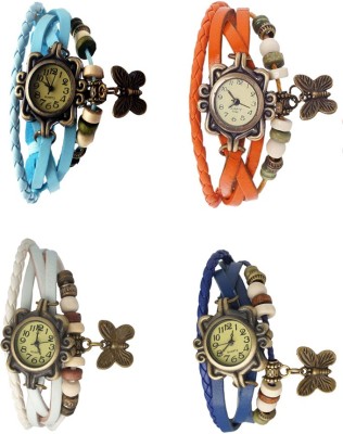 NS18 Vintage Butterfly Rakhi Combo of 4 Sky Blue, White, Orange And Blue Analog Watch  - For Women   Watches  (NS18)
