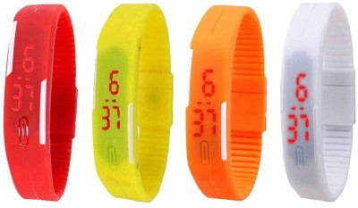 NS18 Silicone Led Magnet Band Combo of 4 Red, Yellow, Orange And White Digital Watch  - For Boys & Girls   Watches  (NS18)