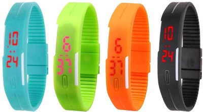 NS18 Silicone Led Magnet Band Combo of 4 Sky Blue, Green, Orange And Black Digital Watch  - For Boys & Girls   Watches  (NS18)
