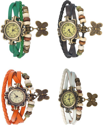 

NS18 Vintage Butterfly Rakhi Combo of 4 Green, Orange, Black And White Watch - For Women