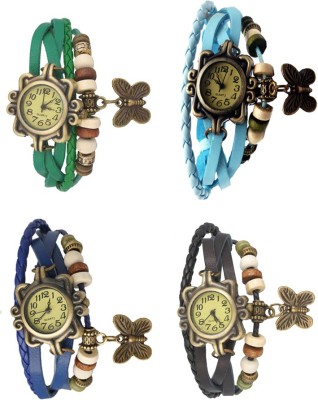 NS18 Vintage Butterfly Rakhi Combo of 4 Green, Blue, Sky Blue And Black Analog Watch  - For Women   Watches  (NS18)
