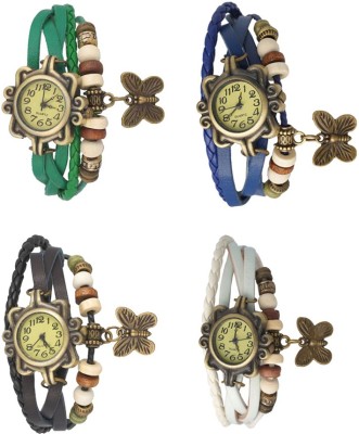 NS18 Vintage Butterfly Rakhi Combo of 4 Green, Black, Blue And White Analog Watch  - For Women   Watches  (NS18)
