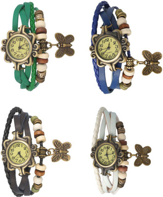 

Kissu Vintage Rakhi Combo of 4 Green, Black, Blue And White Watch - For Women