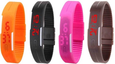 NS18 Silicone Led Magnet Band Combo of 4 Orange, Black, Pink And Brown Digital Watch  - For Boys & Girls   Watches  (NS18)