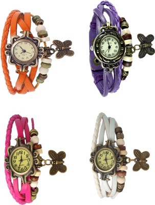 NS18 Vintage Butterfly Rakhi Combo of 4 Orange, Pink, Purple And White Analog Watch  - For Women   Watches  (NS18)