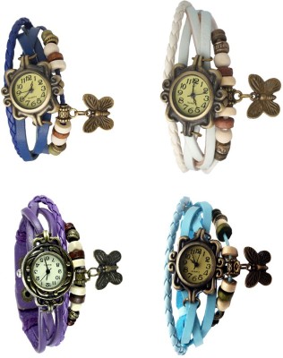 NS18 Vintage Butterfly Rakhi Combo of 4 Blue, Purple, White And Sky Blue Analog Watch  - For Women   Watches  (NS18)