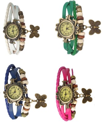 NS18 Vintage Butterfly Rakhi Combo of 4 White, Blue, Green And Pink Analog Watch  - For Women   Watches  (NS18)