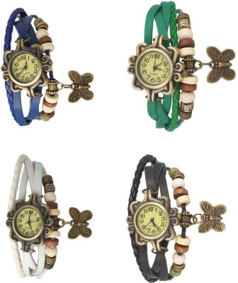 NS18 Vintage Butterfly Rakhi Combo of 4 Blue, White, Green And Black Analog Watch  - For Women   Watches  (NS18)