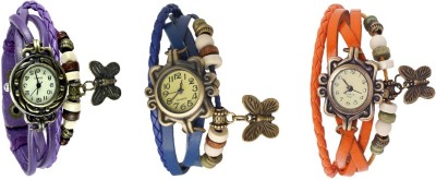 NS18 Vintage Butterfly Rakhi Watch Combo of 3 Purple, Blue And Orange Analog Watch  - For Women   Watches  (NS18)