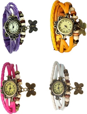 NS18 Vintage Butterfly Rakhi Combo of 4 Purple, Pink, Yellow And White Analog Watch  - For Women   Watches  (NS18)