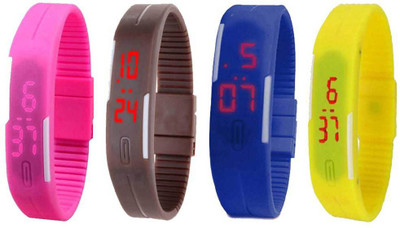 

Kissu Led Magnet Band Combo of 4 Pink, Brown, Blue And Yellow Watch - For Men & Women