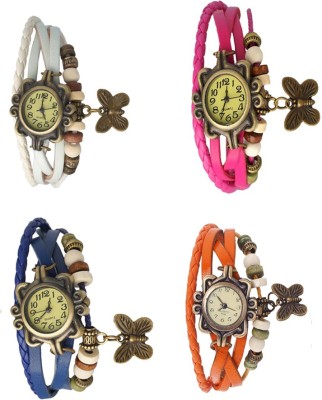 NS18 Vintage Butterfly Rakhi Combo of 4 White, Blue, Pink And Orange Analog Watch  - For Women   Watches  (NS18)