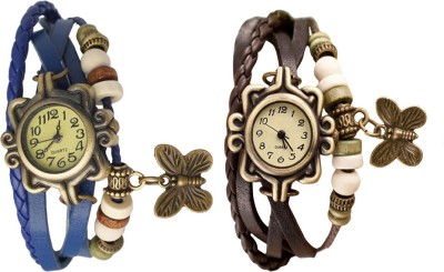 NS18 Vintage Butterfly Rakhi Watch Combo of 2 Blue And Brown Analog Watch  - For Women   Watches  (NS18)