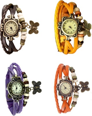 NS18 Vintage Butterfly Rakhi Combo of 4 Brown, Purple, Yellow And Orange Analog Watch  - For Women   Watches  (NS18)