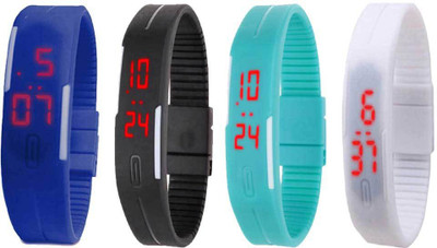 

Kissu Led Magnet Band Combo of 4 Blue, Black, Sky Blue And White Watch - For Men & Women