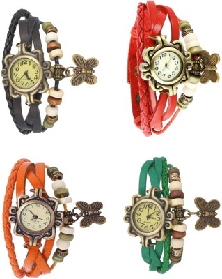 NS18 Vintage Butterfly Rakhi Combo of 4 Black, Orange, Red And Green Analog Watch  - For Women   Watches  (NS18)