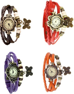 NS18 Vintage Butterfly Rakhi Combo of 4 Brown, Purple, Red And Orange Analog Watch  - For Women   Watches  (NS18)