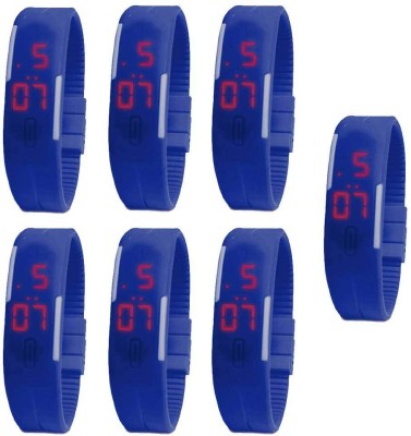 NS18 Silicone Led Magnet Band Combo of 7 Blue Digital Watch  - For Boys & Girls   Watches  (NS18)
