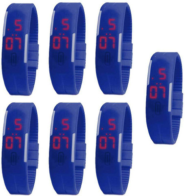 

NS18 Silicone Led Magnet Band Combo of 7 Blue Watch - For Boys & Girls