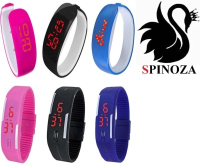 SPINOZA led black pink blue digital fancy and stylish watch pack of 9 Analog Watch  - For Boys   Watches  (SPINOZA)