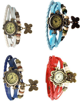 

Kissu Vintage Rakhi Combo of 4 White, Blue, Sky Blue And Red Watch - For Women