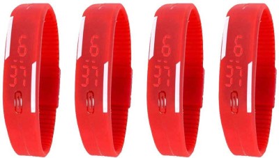 NS18 Silicone Led Magnet Band Watch Combo of 4 Red Digital Watch  - For Couple   Watches  (NS18)