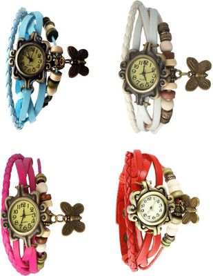 

Kissu Vintage Rakhi Combo of 4 Sky Blue, Pink, White And Red Watch - For Women