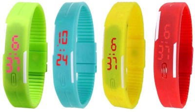 NS18 Silicone Led Magnet Band Watch Combo of 4 Green, Sky Blue, Yellow And Red Digital Watch  - For Couple   Watches  (NS18)